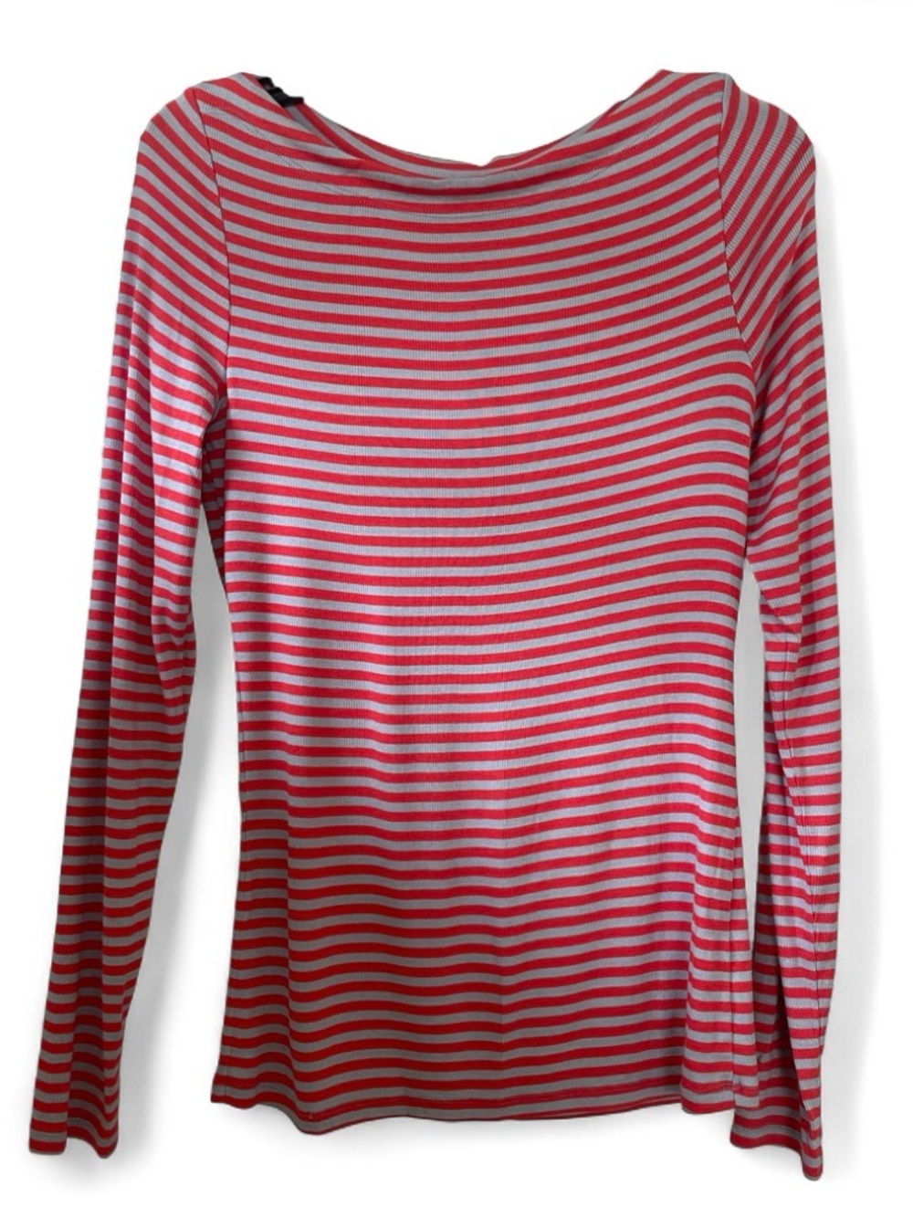 NWT Pure + Good Red and Grey Striped Long Sleeve Top Womens Size Medium